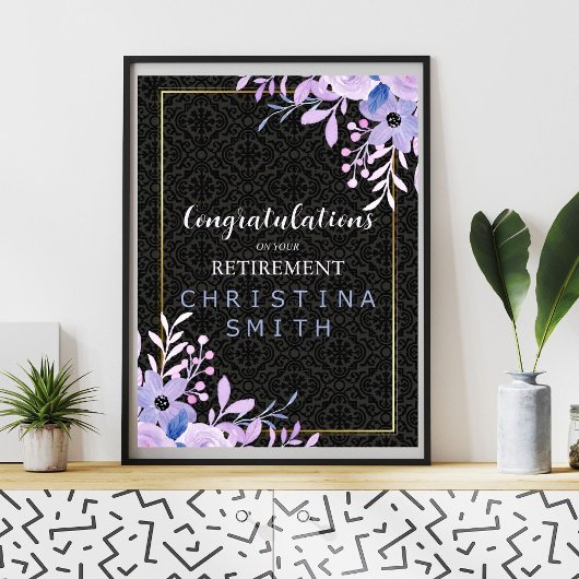 フローラモダンパステルウォーターカラーリタイアメントパーティー ポスター