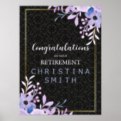 フローラモダンパステルウォーターカラーリタイアメントパーティー ポスター (正面)