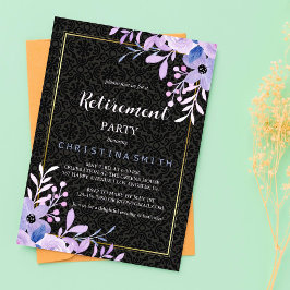 フローラモダンパステルウォーターカラーリタイアメントパーティー 招待状