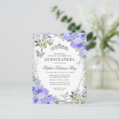 フローラモダンパープルシルバーグレーティアラキンセアニラ ポストカード (スタンド正面)