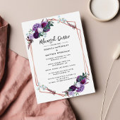 フローラモダンパープル結婚のリハーサル 招待状