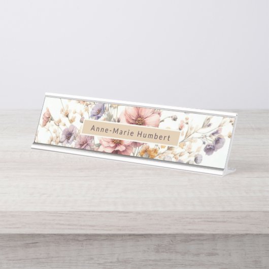 フローラモダンピガーリーッエレガントスタイリッシュ デスクネームプレート (正面)