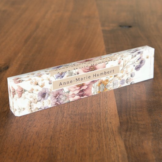 フローラモダンピガーリーッエレガントスタイリッシュ デスクネームプレート (側面)