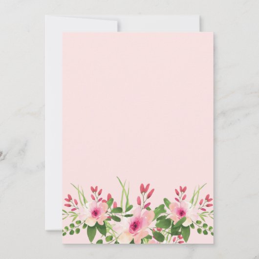 フローラモダンピンクと金ゴールド50誕生日 招待状 (裏面)