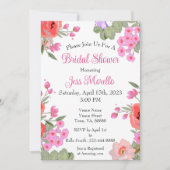 フローラモダンピンクガーデンフラワーズブライダルシャワー 招待状 (正面)