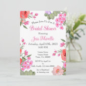 フローラモダンピンクガーデンフラワーズブライダルシャワー 招待状 (スタンド正面)