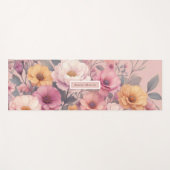 フローラモダンピンクガーリーエレガントスタイリッシュク ヨガマット (正面(横))