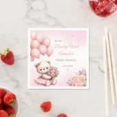 フローラモダンピンクテディベア女の子ベビーシャワー スタンダードカクテルナプキン (インサイチュ)