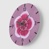 フローラモダンピンクディアンサス手書き ラージ壁時計 (傾斜)