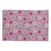 フローラモダンピンクディアンサス&デイジーハンドドロー 枕カバー (裏面-左)