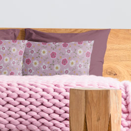 フローラモダンピンクディアンサス&デイジーハンドドロー 枕カバー