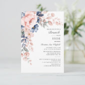 フローラモダンピンクブルーフラワーズブライダルブランチ 招待状 (スタンド正面)