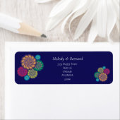 フローラモダンピンクマンダラ。ブルー差出人住所 ラベル (インサイチュ)