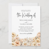 フローラモダンピーニーウォーターカラーパステル結婚ズ 招待状 (正面)