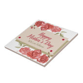 フローラモダンフラワーグリーン赤バラ母の日 タイル (側面)