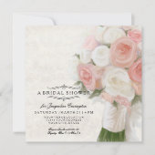 フローラモダンブライダルシャワーエレガントレースダマスク 招待状 (正面)