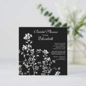 フローラモダンブライダルシャワー招待白黒 招待状 (スタンド正面)