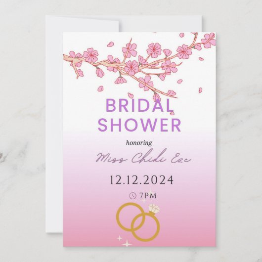 フローラモダンブライダルシャワー招待 招待状 (正面)