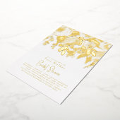 フローラモダンブライダルシャワー金ゴールド 箔招待状 (回転した状態)