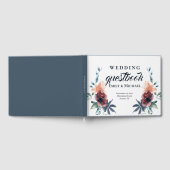 フローラモダンブルガンディネイビーピーチ赤面 ゲストブック (全面)