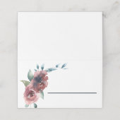 フローラモダンブルガンディネイビーピーチ赤面 プレイスカード (外部開封)