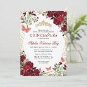 フローラモダンブルガンディレッド金ゴールドティアラキンセアニラ 招待状 (スタンド正面)