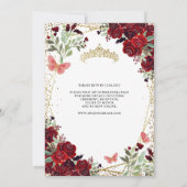 フローラモダンブルガンディレッド金ゴールドティアラキンセアニラ 招待状 (裏面)