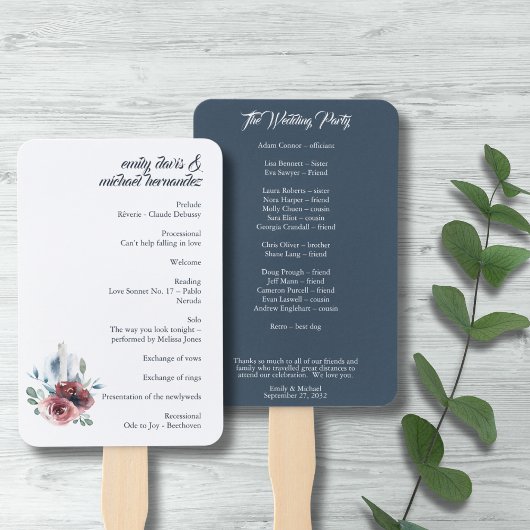 フローラモダンブルゴーニュ海軍ピーチ赤面プログラム ハンドファン