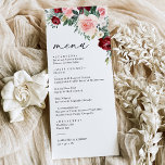 フローラモダンブルゴーニュ赤面グ結婚リーズメニュー メニュー<br><div class="desc">このカスタマイズ可能なセレモニー・プログラムは、ロマンチックな開花コレクションとコーディネートするように設計され葉た、緑のフォントと上品なセリフのと書道の文字グラフィックと組み合わせた水色のブルゴーニュと赤面の花模様を備えエレガントた。一致する項目が使用可能。</div>