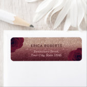 フローラモダンブルゴーニュ&バラ金ゴールドグリッターグラデーション ラベル (インサイチュ)