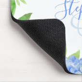 フローラモダンブルーアジサイの水彩色モノグラム マウスパッド (コーナー)