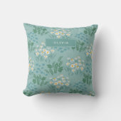フローラモダンブルーガーリーエレガントスタイリッシュウ クッション (正面)