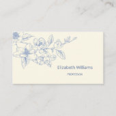 フローラモダンブルークリームマグノリア | QRコード 名刺 (正面)