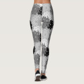 フローラモダンプリント、グレー、白黒 レギンス (裏面)