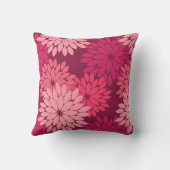 フローラモダンプリント、コーラルピンク&ブルゴーニュ クッション (裏面)