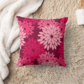 フローラモダンプリント、コーラルピンク&ブルゴーニュ クッション (ブランケット)