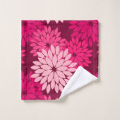 フローラモダンプリント、コーラルピンク&ブルゴーニュ バスタオルセット (ウォッシュタオル)