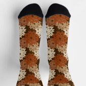 フローラモダンプリント、ダークブラウン、タン ソックス (上部)