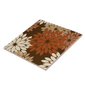 フローラモダンプリント、ダークブラウン、タン タイル (側面)