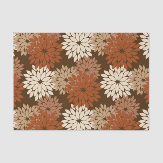 フローラモダンプリント、ダークブラウン、タン 薄葉紙 (正面)