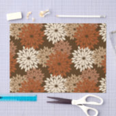 フローラモダンプリント、ダークブラウン、タン 薄葉紙 (クラフト)