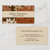 フローラモダンプリント、チョコレートブラウン&タン 名刺 (正面/裏面)