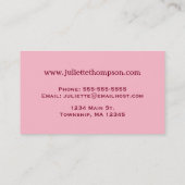 フローラモダンプリント、ピンクとブルゴーニュ 名刺 (裏面)