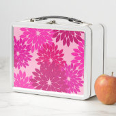 フローラモダンプリント、ピンク、明るい赤紫色、ワイン メタルランチボックス (インサイチュ)