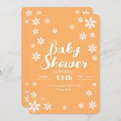 フローラモダンベイビーシャワー – オレンジデイジーカスタム 招待状 (正面/裏面)