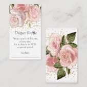 フローラモダンベビーガールシャワーおむつラッフル エンクロージャーカード (正面/裏面)