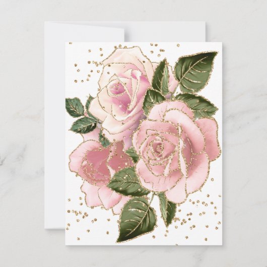 フローラモダンベビーガールシャワーサンキューカード 招待状 (裏面)