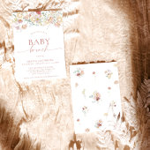 フローラモダンベビーシャワー、ガールピンクベビーブランチ 招待状