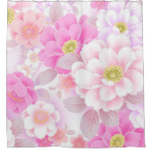 フローラモダンホワイトローズ シャワーカーテン (正面)