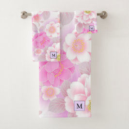 フローラモダンホワイトローズ バスタオルセット